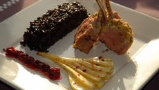 Carré d'agneau aux noisettes, venere nero et caseilles