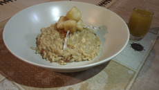 Risotto à la vanille et aux Saint-Jacques et leur coulis de mangue