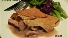 Crêpes à la farine de pois chiches, au poulet et aux champignons