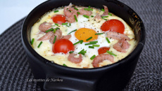 Œuf cocotte aux crevettes grises et crème au parmesan