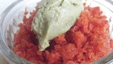 Granité de poivron et sa glace au guacamole
