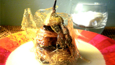 Pomme craramel, gélatine, chantilly et son chocolat