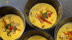 Verrines de courge muscade, chorizo et pignons