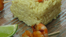 Risotto exotique et ses brochettes de crevettes
