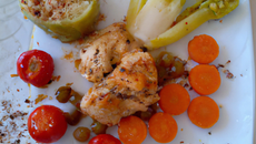 Émincé de poulet fermier d'auvergne Label Rouge et tian de légumes