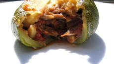 Courgettes Rondes Farcies au Confit de Canard, Façon Parmentier