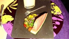 Pastèque et poivrons à la provençale, œufs brouillés à l'avruga