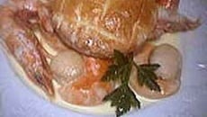 Feuilleté de saint Jacques et de gambas à la crème de coco