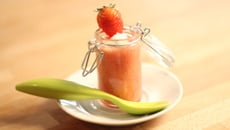 Gaspacho de tomate et fraise et sa mousse au soja