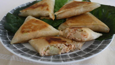 Samoussas poire,saumon,fenouil et parmesan