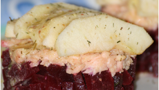 Truite sur lit de betterave à la moutarde