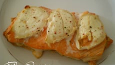 Pavé de saumon au chèvre et à la moutarde