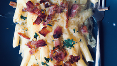 Pâtes au roquefort et lardons