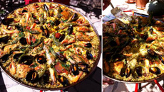 Paella infusé au bouillon de volaille et crustacés