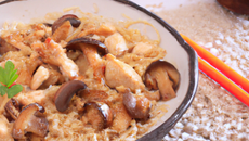 Vermicelles au poulet et champignons