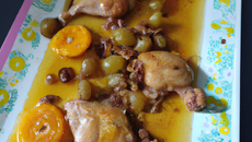 Chapon au miel et muscat