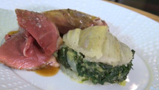 Pigeons fermiers et gratin de blettes au parmesan