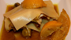 Raviole ouverte de poulet au citron- jus de cuisson