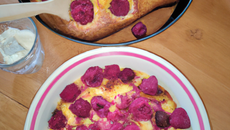 Clafoutis de framboises & pain d'épices