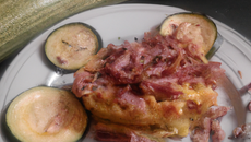 Gratin de courgettes et dés de jambon inratable