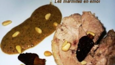 Dinde de Noël au mascarpone, morilles et pignons de pin