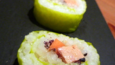 Makis au foie gras, à l'orange et au gruet de cacao