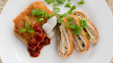 Roulés panés au poulet et olives noires simples et rapides