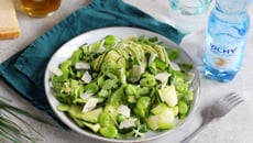 Salade de courgettes, fèves, avocat, roquette et parmesan
