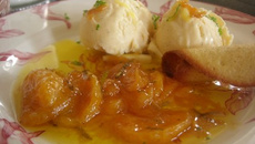 Clementines de Corse caramélisées et glace vanille