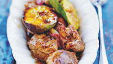 Filet mignon caramélisé et figues rôties