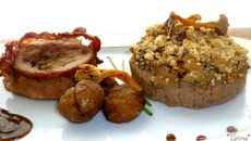 Médaillons de pintade fermière des Landes farcis façon Coq Vierge de Toulaud