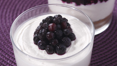 Transparence de cheesecake aux myrtilles sauvages du Canada