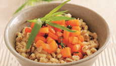 Salade d'orge, carottes étuvées, raifort et estragon