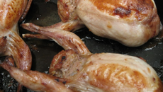 Cailles au miel, farce de girolle et chair à saucisses