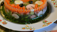 Aspic de saumon et ses légumes