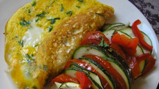 Tian de légumes et omelette à la ciboulette