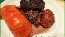 Civet de homard et risotto noir