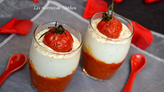 Verrines au chutney de tomates cerise, mousse de feta, fleur de sel aux épices grillées