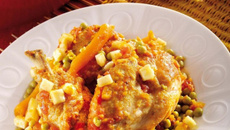 Curry de poulet aux petits pois et jeunes carottes