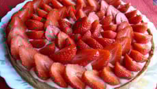 Tarte aux fraises sur crème coco-vanille