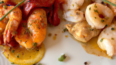 Cuisses de poulet au Porto et aux gambas