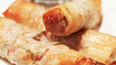 Nems de jambon et sauce au melon