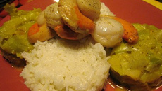 Noix de Saint-Jacques, fondue de poireaux au curry