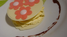 Mille feuille de chocolat blanc mousse d'abricot