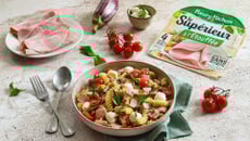 Pâtes à l’italienne aux aubergines, tomates et jambon de porc