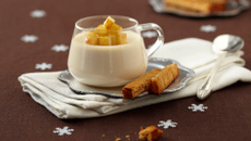 Panna cotta au foie gras pommes Ariane caramélisées et mouillettes de pain d'épices