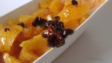 Suprêmes d'orange, caramel aux épices et tuile au caramel