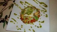 Duo de moules et fèves au pistou sur tarte fine de tomates aux parfums de Provence