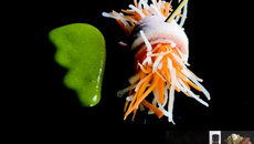 Bouchées de légumes, poulet vapeur et trempette de cacahuètes