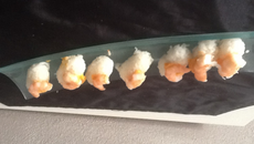 Nigiris crevettes et rouille avec kit Tupperware